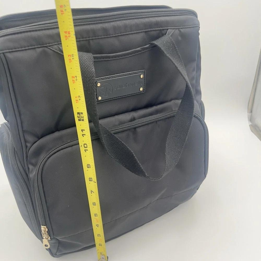 Sarah Wells Lizzy Medium Black Nylon Diaper Bag Backpack Adjustable Strap